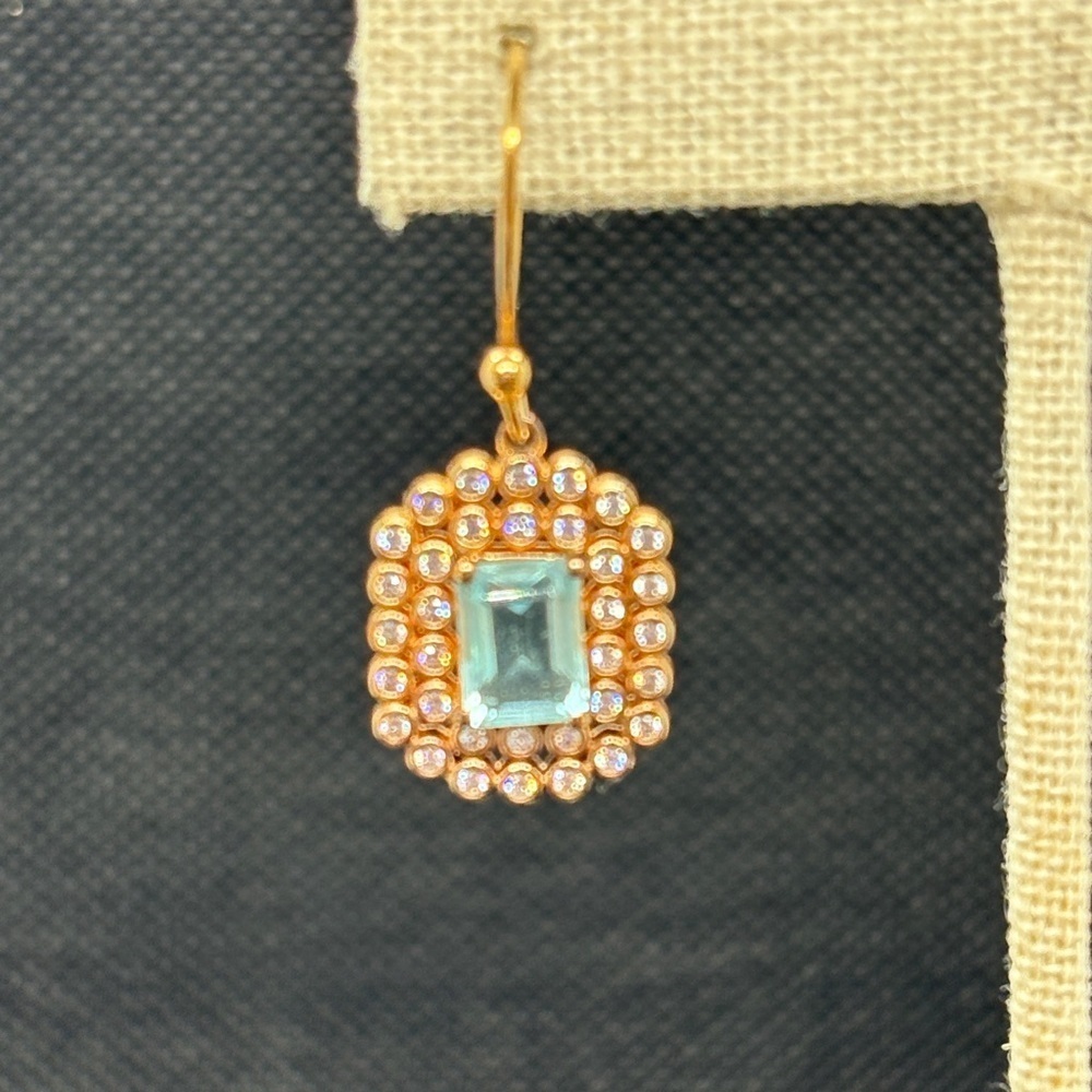 Art Deco Blue Topaz, Australian crystal, rose gold vermeil over sterling silver - Picture 3 of 5